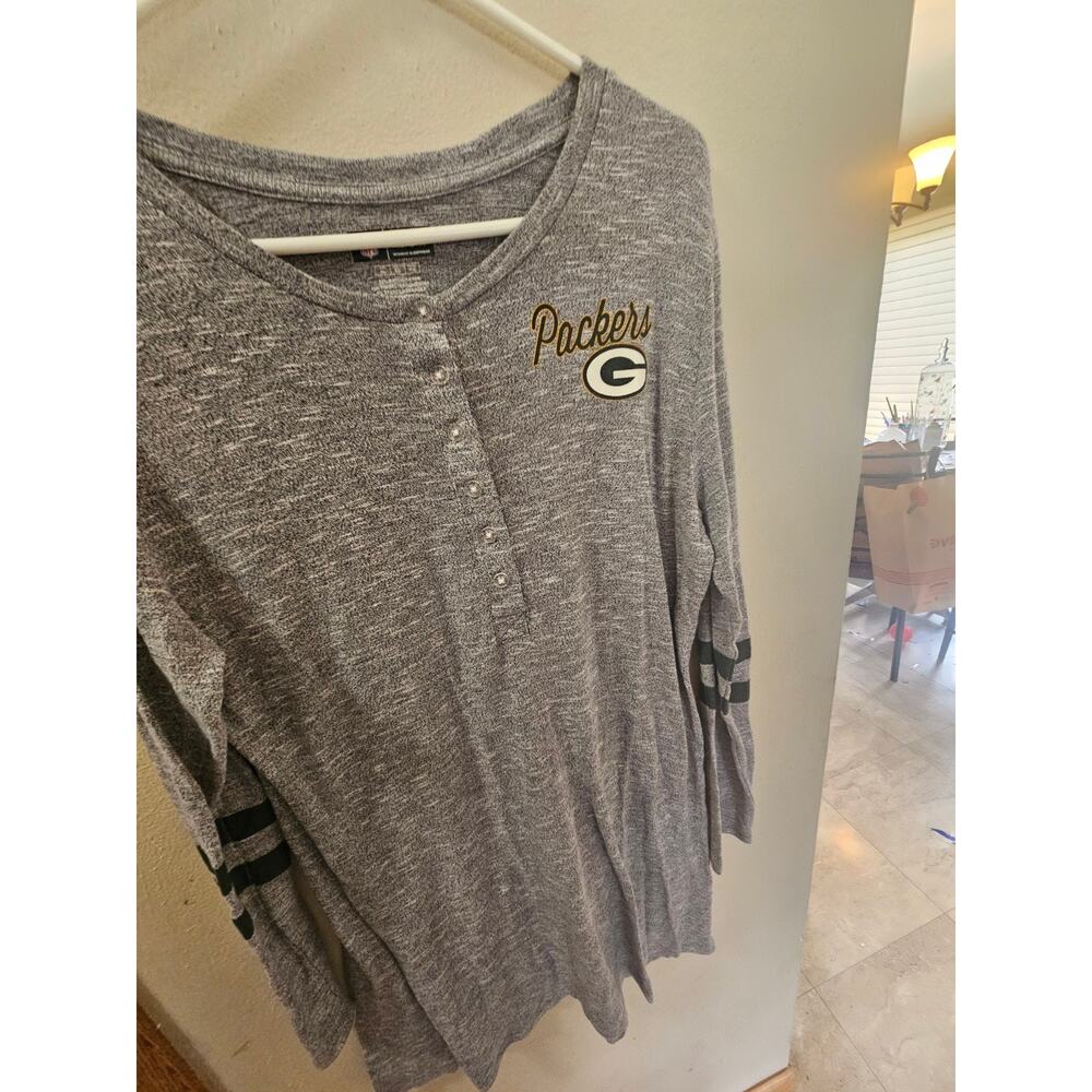 NFL Team Apparel Green Bay Packers Gray Sleep Shirt Women’s XL - Picture 2 of 4
